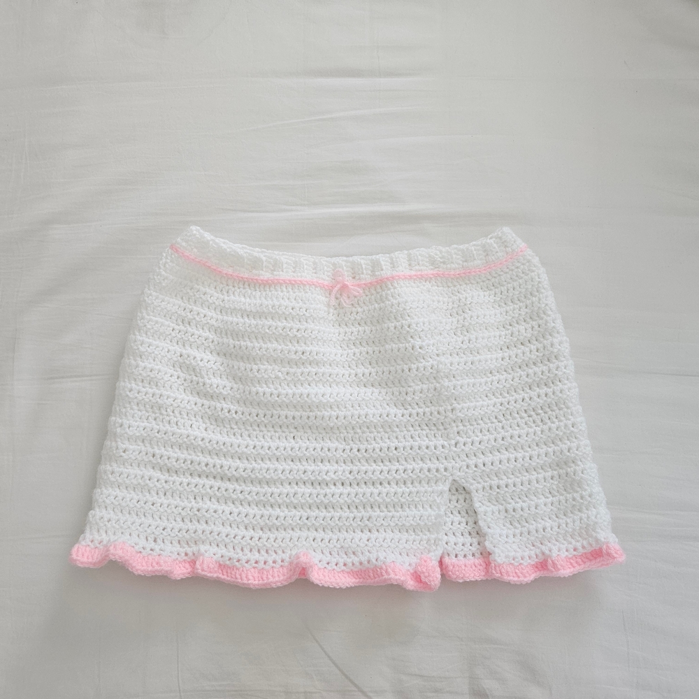 White and Pink Crochet Kids Bottoms